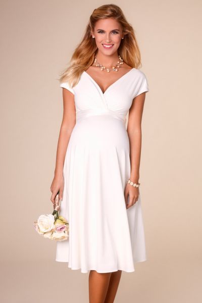 Maternity Wedding Dress with Cache Coeur Neckline and Sash