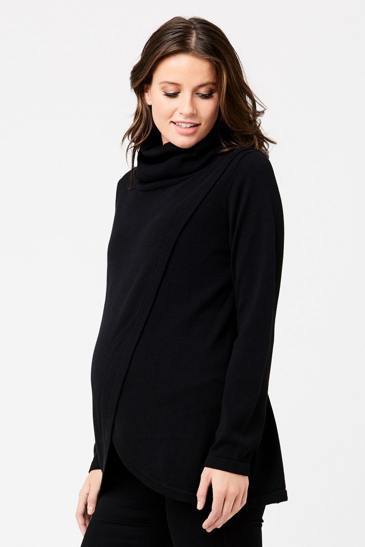 Two-layer maternity and nursing jumper with turtleneck