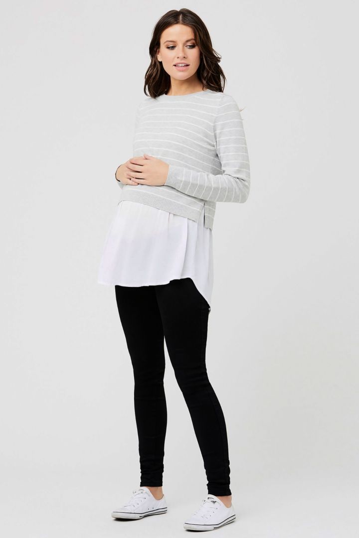 Two-Layer Maternity and Nursing Jumper with Stripes