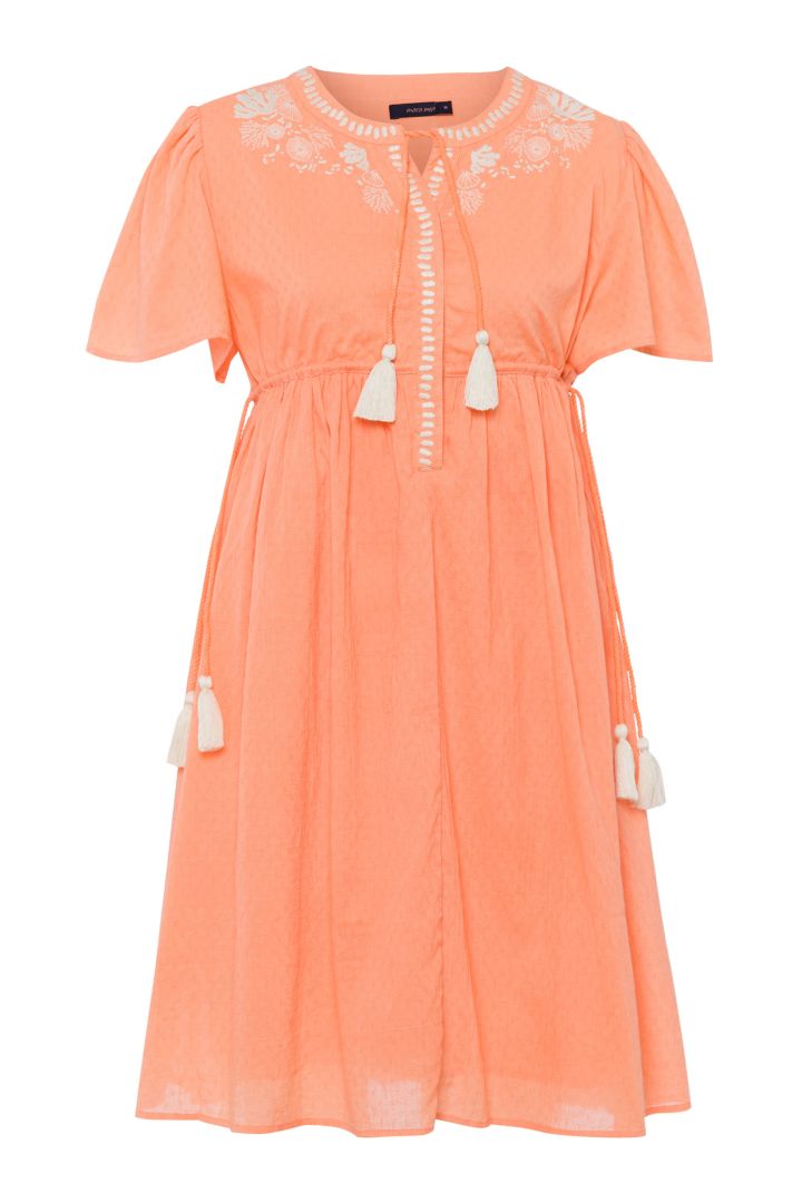 Maternity and Nursing Tunic Dress with Tassels apricot
