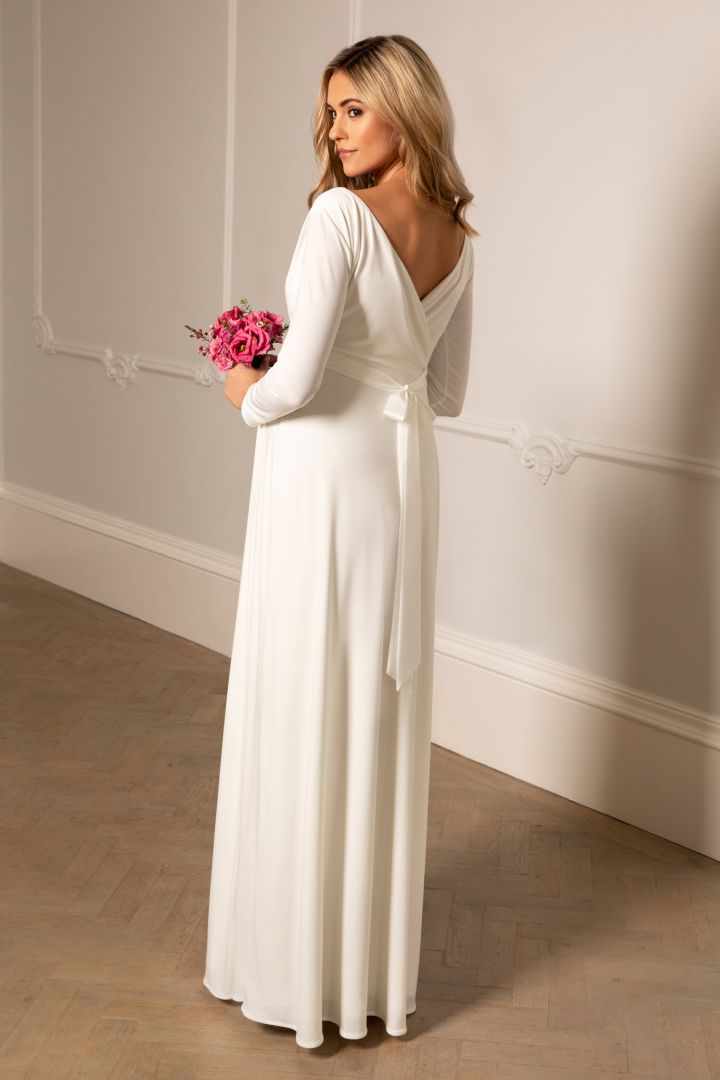 Maternity Wedding Gown with Cache Coeur Neckline Long