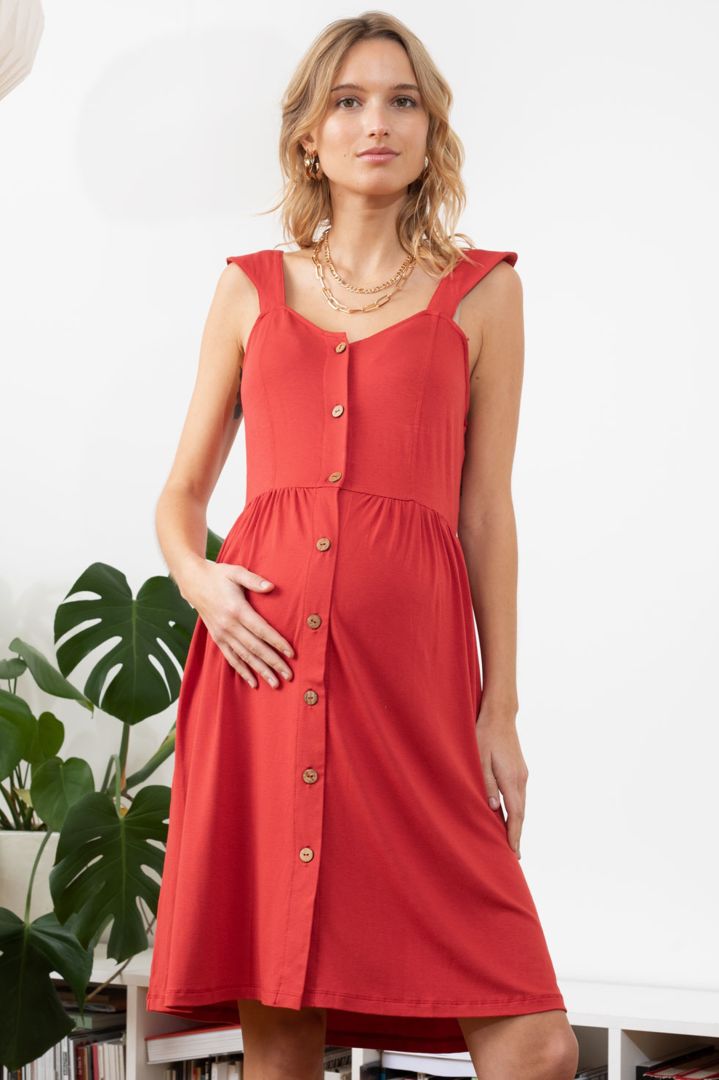 Ecovero Umstands- und Still-Trägerkleid rot