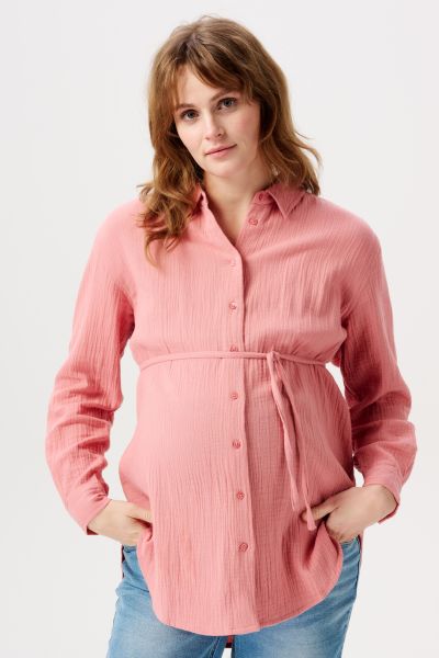 Maternity and Nursing Blouse To Tie rose