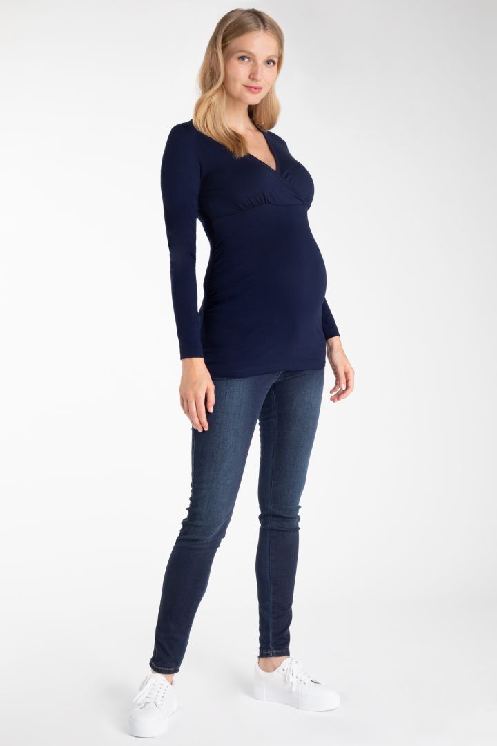 Cache Couer Maternity and Nursing Shirt navy