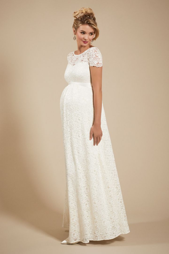 Long Maternity Wedding Dress with an Open Back