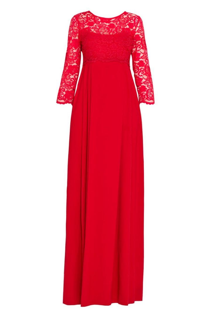 Crepe Maternity Evening Dress with Lace