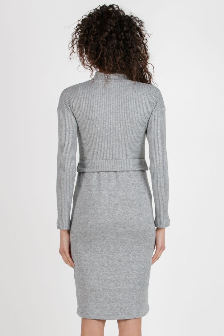 Maternity Knit Dress in Structure Mix light gray