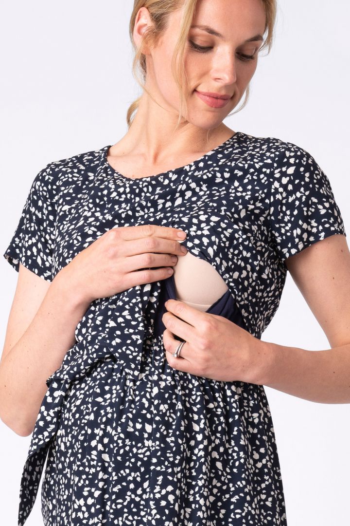 Maternity and Nursing Tie Detail Layered Dress
