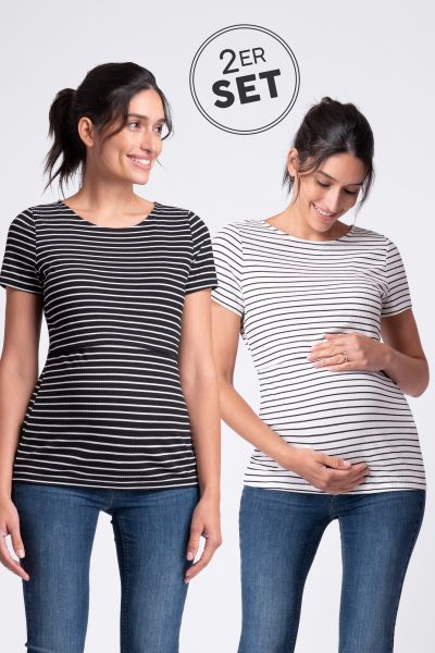 Double Pack Maternity and Nursing Shirts striped