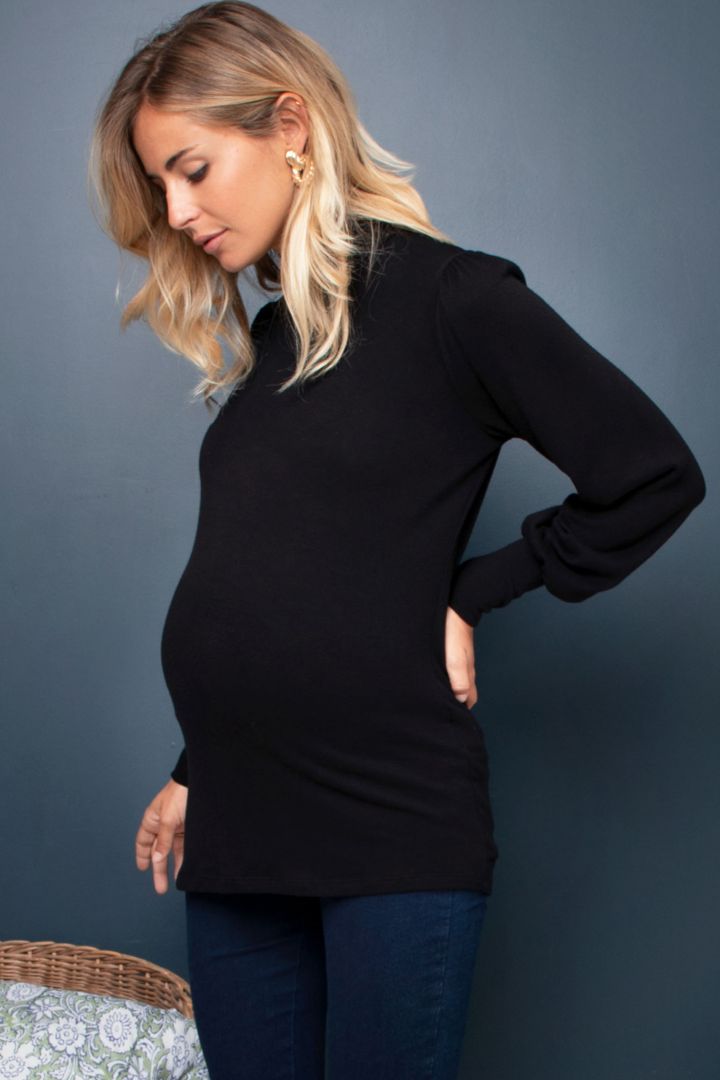 Maternity Sweater with Bishop Sleeves and Turtleneck