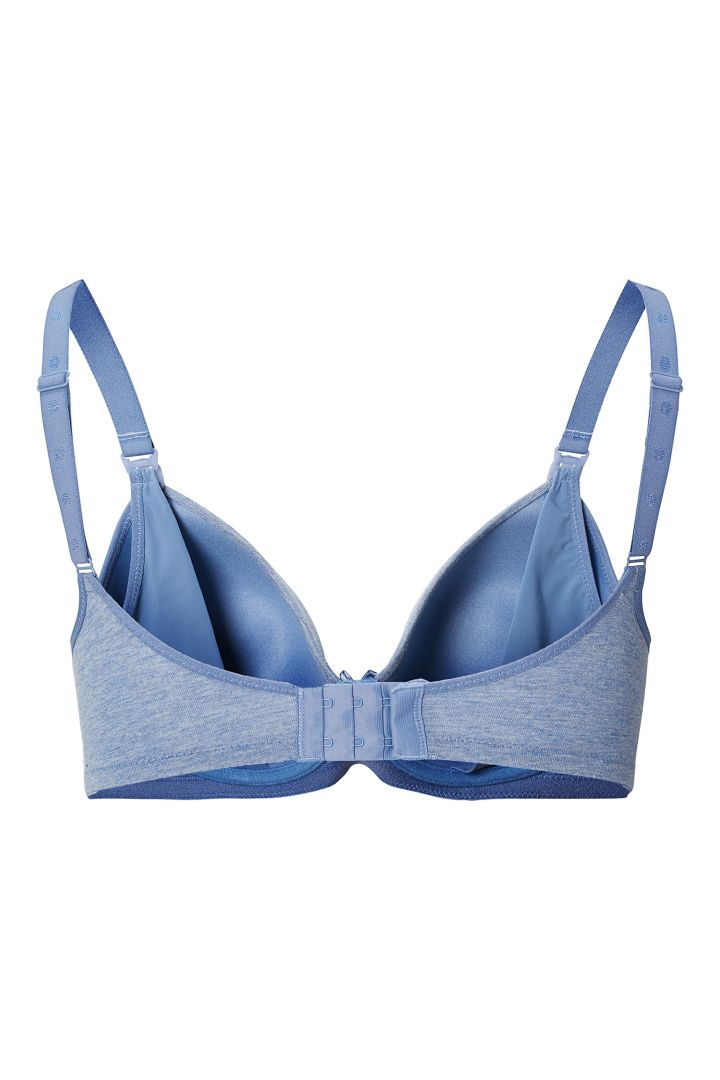 Cotton Nursing Bra with Form Cups and Bow blue