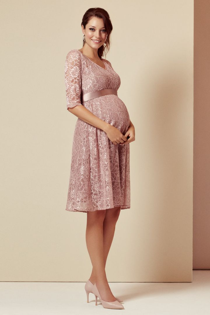 A-Line Maternity Dress with 3/4 Sleeves Blush