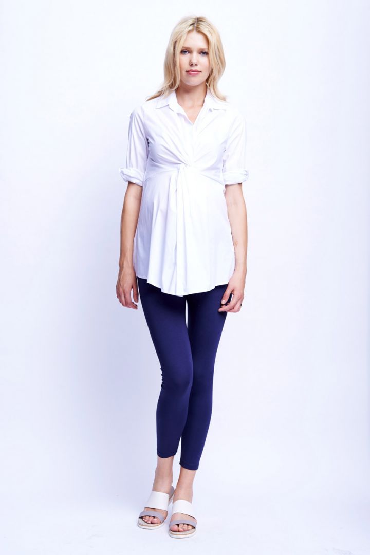 Maternity front twist tunic blouse white