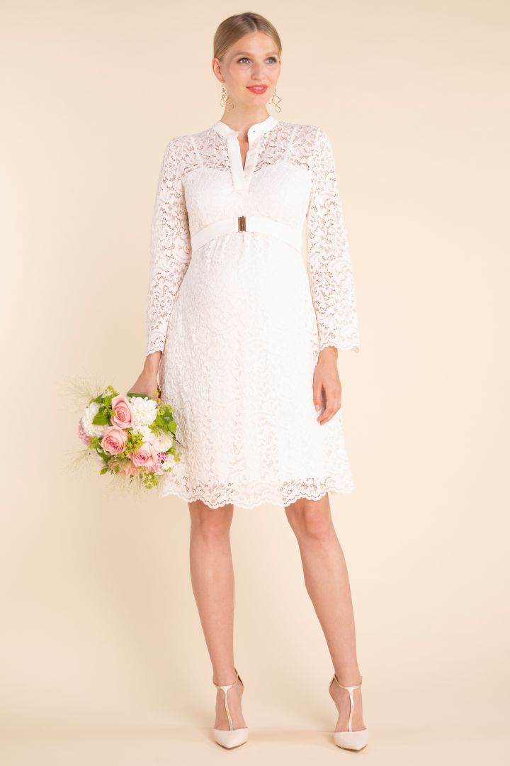 Lace Maternity Dress with Stand-Up Collar