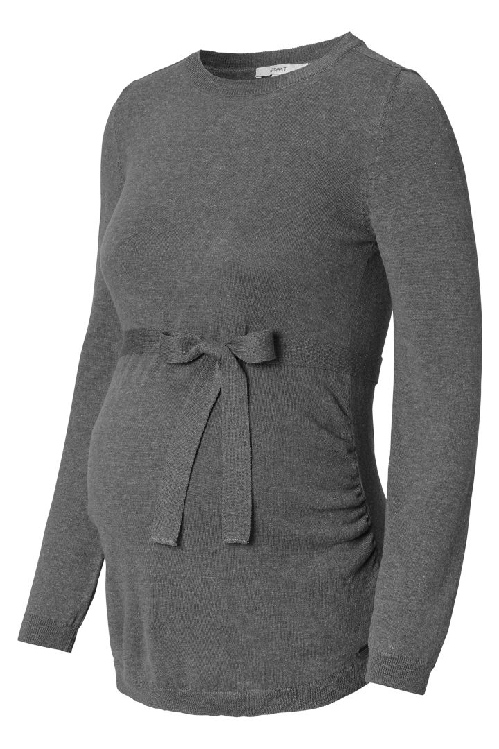 Organic Maternity and Nursing Jumper with Tie Belt grey