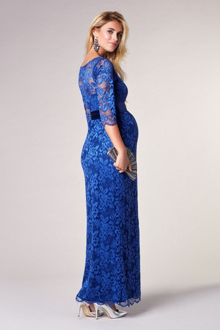 Lace Dress with Sash blue long