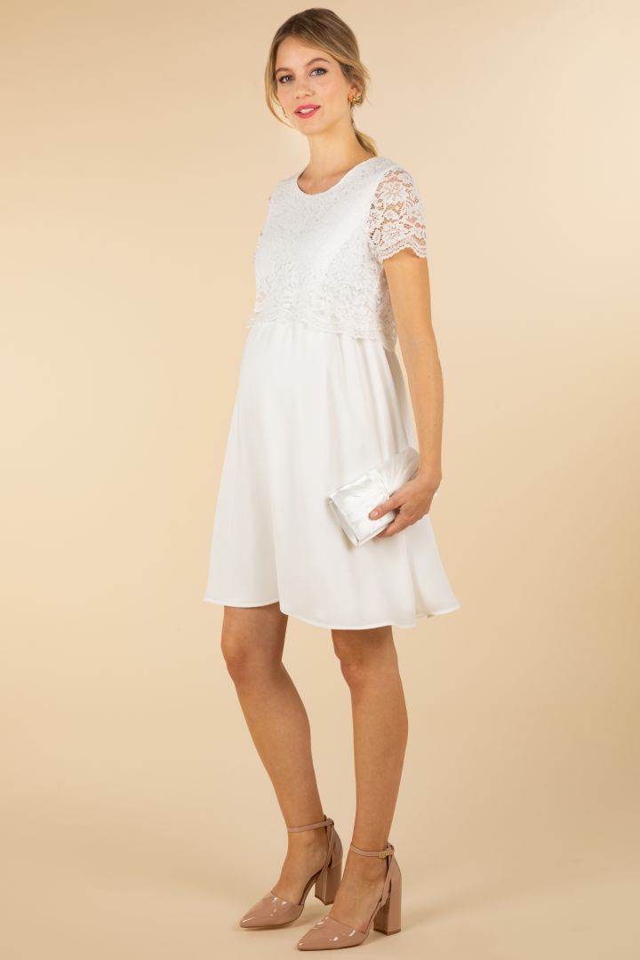 Maternity and Nursing Wedding Dress with Lace