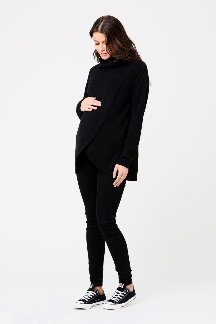 Two-layer maternity and nursing jumper with turtleneck