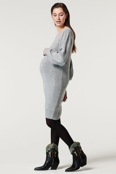 Maternity Knit Dress with Balloon Sleeves