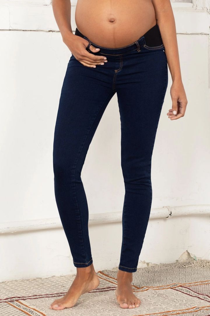 Slim Fit Underbump Maternity Jeans with Inset Panel dark denim