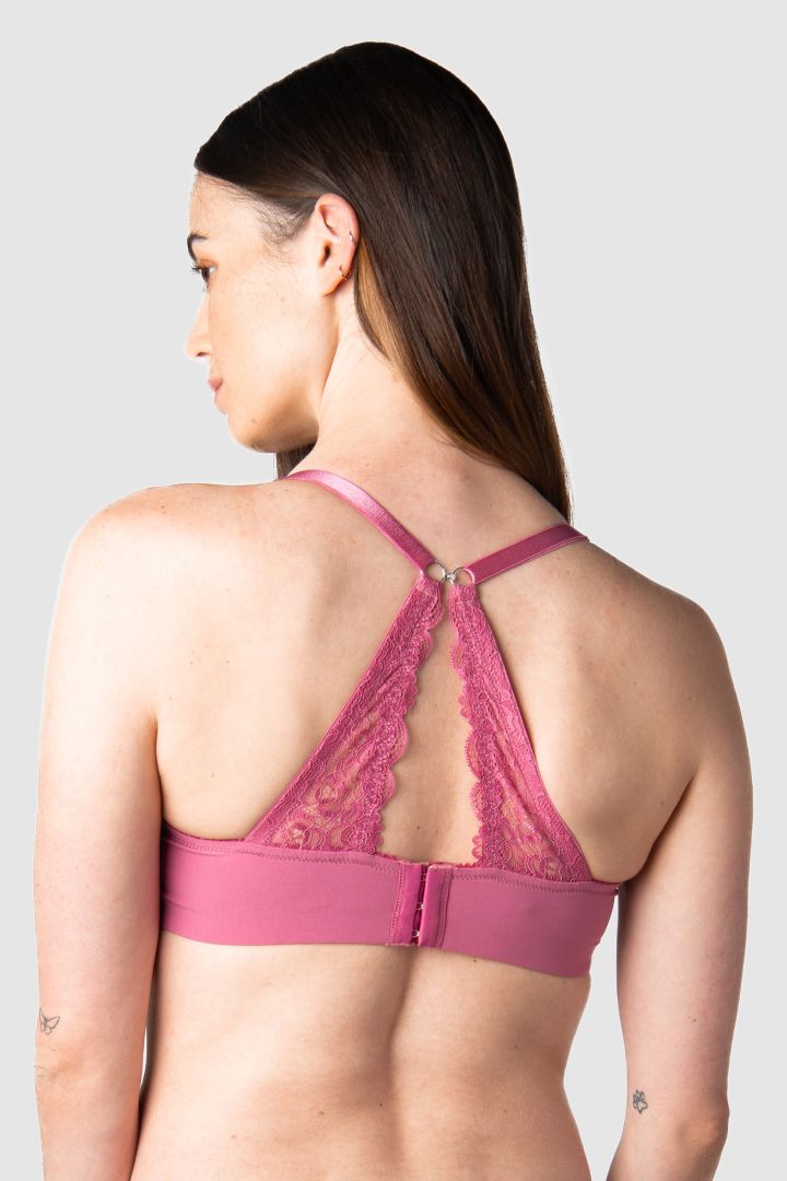 Full cup nursing bra with lace berry