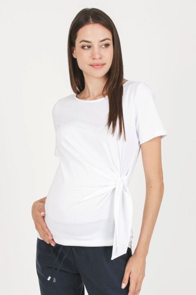 Maternity Shirt with Knot Detail white
