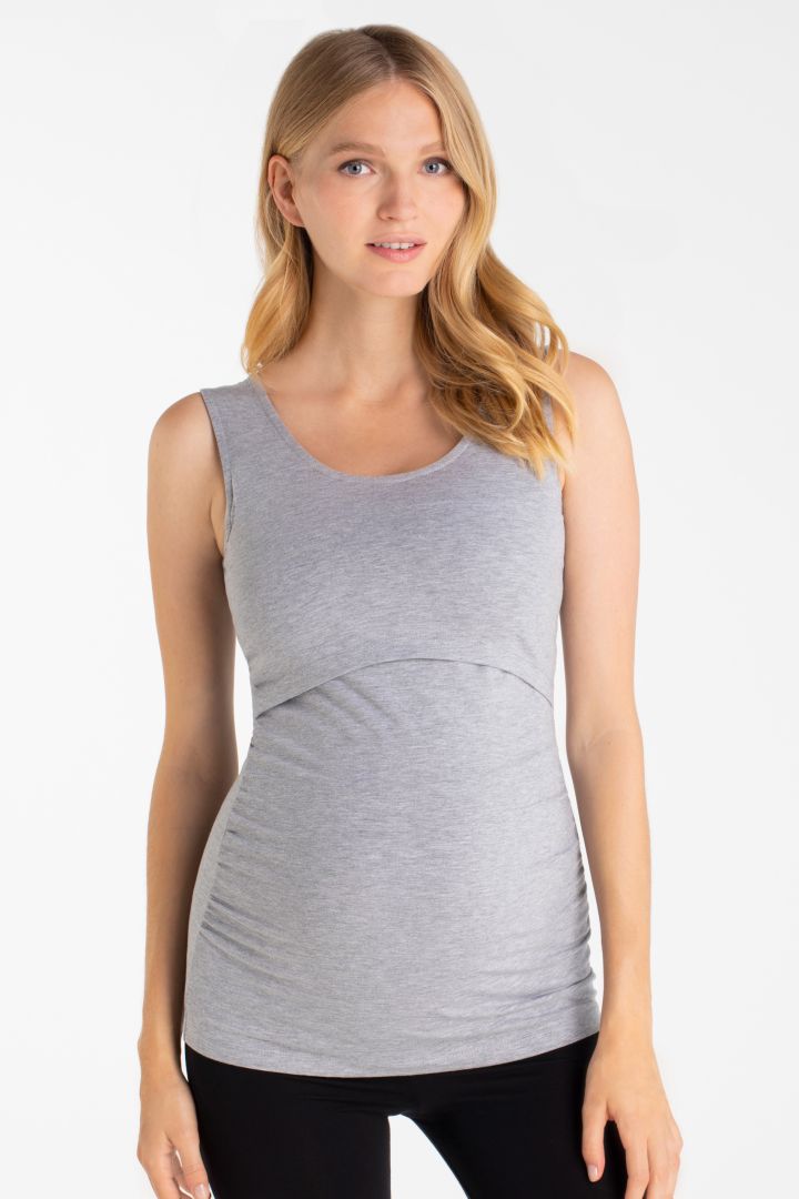 Double pack organic maternity and nursing tops grey/black