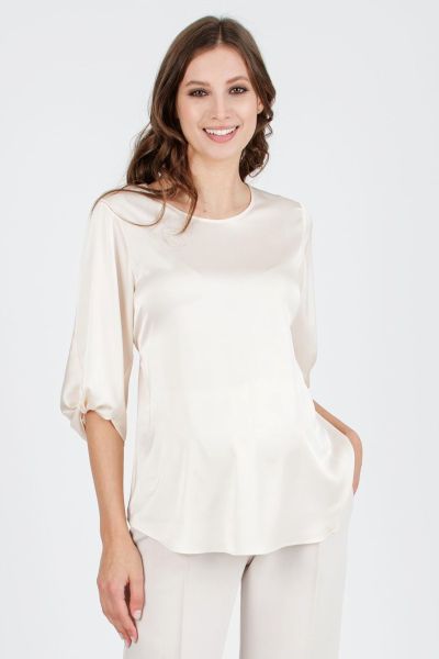 Eco Satin Maternity Blouse with Back Weave