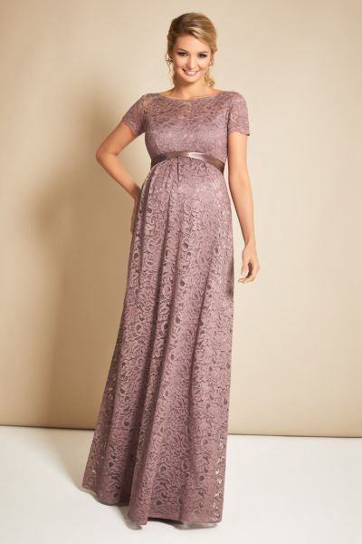 Maternity dress with back cut-out, long, old pink