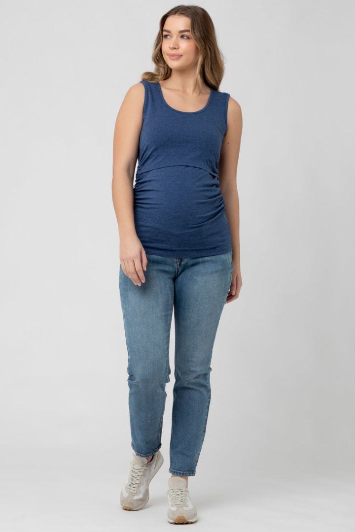 Maternity and nursing tank top with side gathers