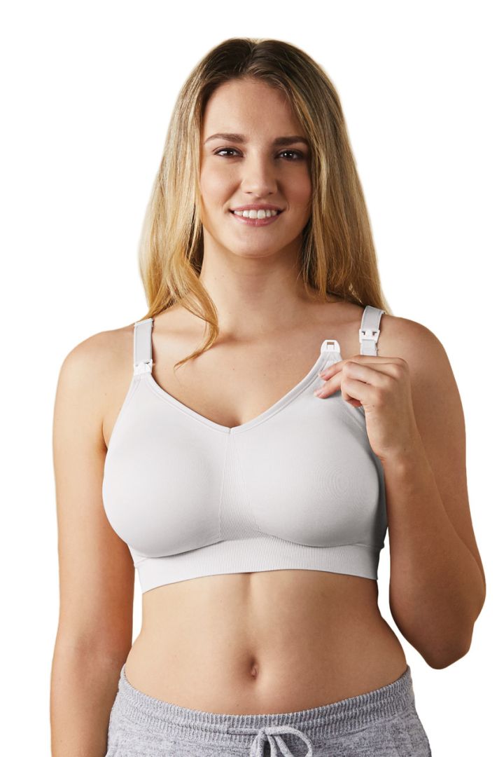 Full cup body silk seamless nursing bra, white