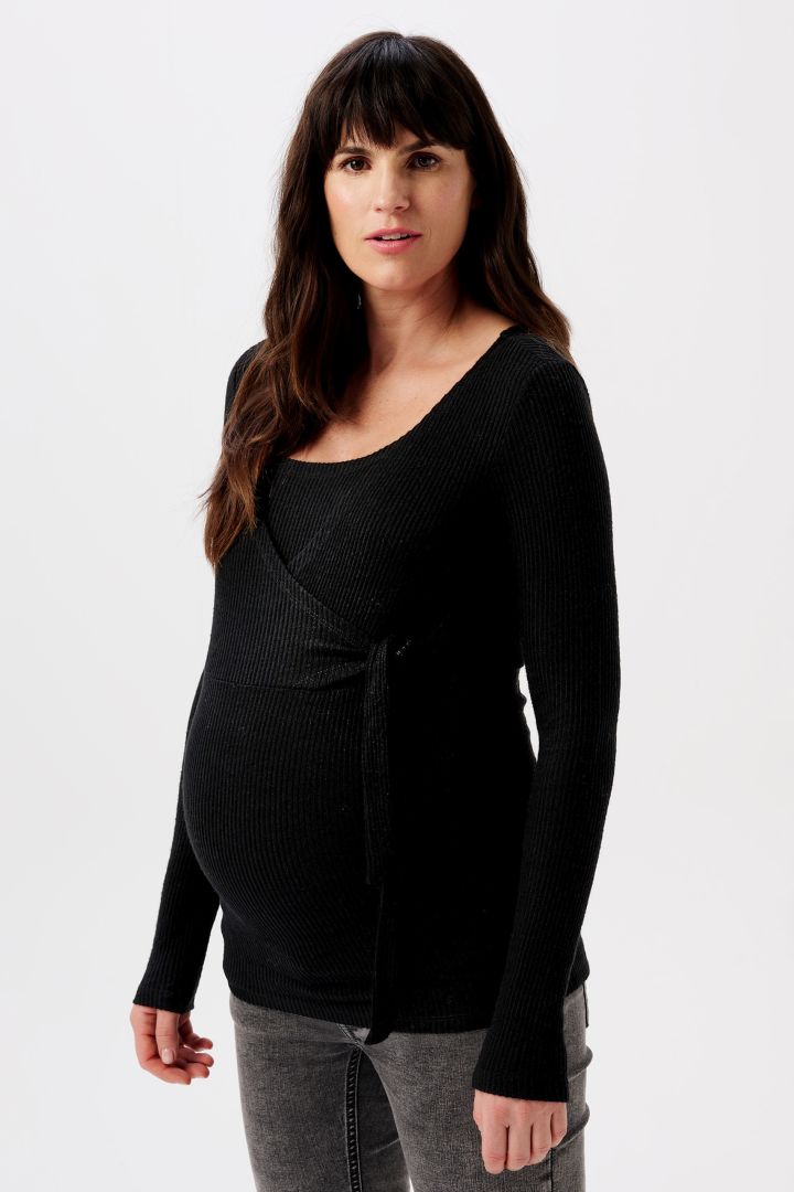Ecovero Maternity and Nursing Shirt Black