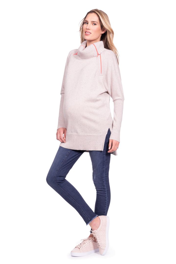 Rollneck Knitted Nursing Tunic sand