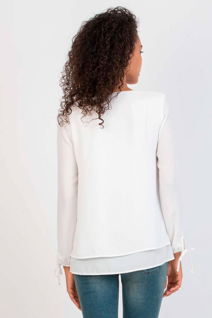 Layered Maternity and Nursing Blouse with Twisted Detail white
