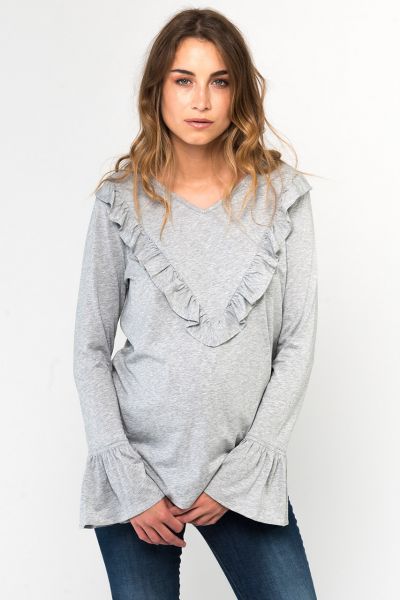 Maternity shirt with frills grey