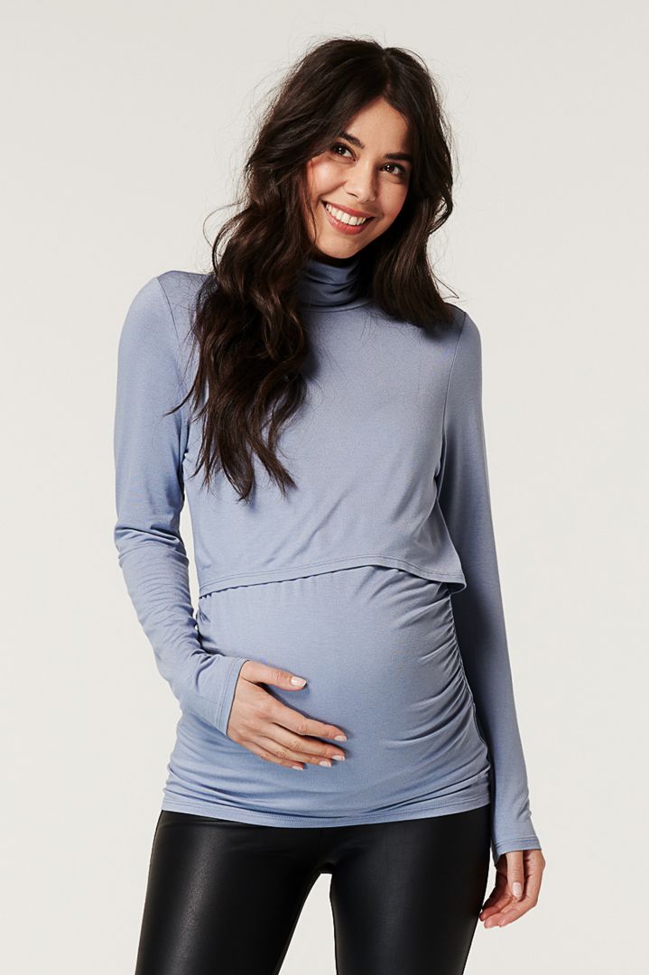 Ecovero Maternity and Nursing Shirt with Turtleneck
