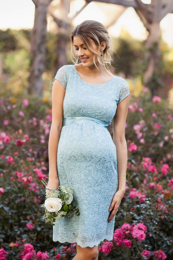 Shift Maternity Wedding Lace Dress Ice Blue