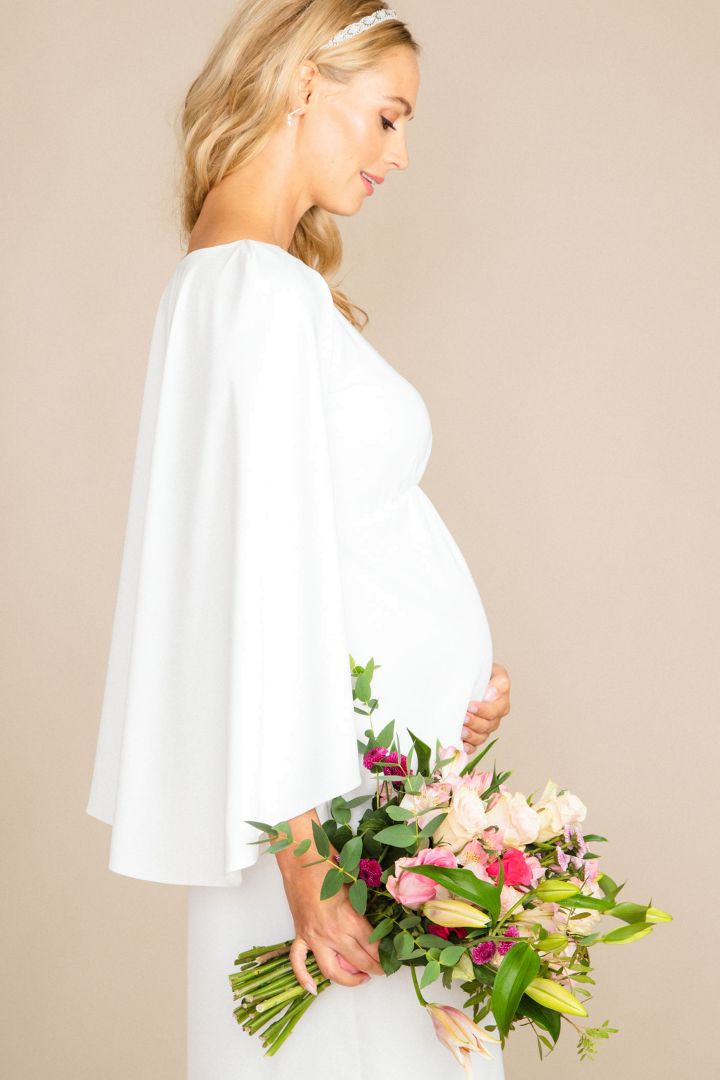 Maternity Wedding Dress with Cape Details