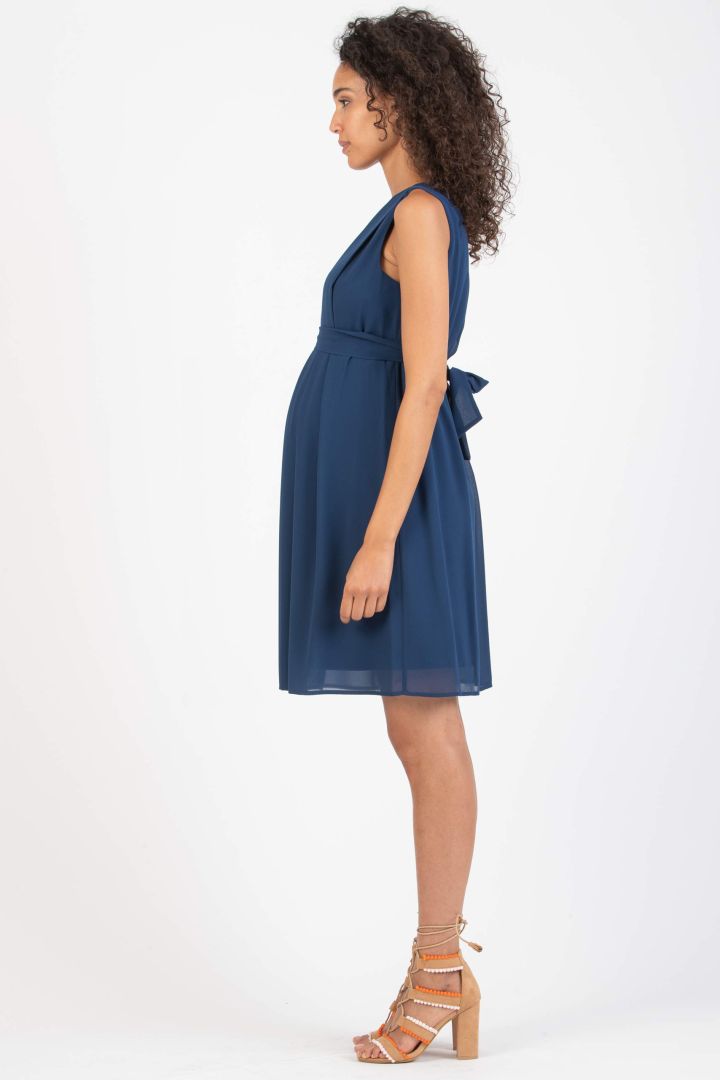 Chiffon Maternity and Nursing Dress blue