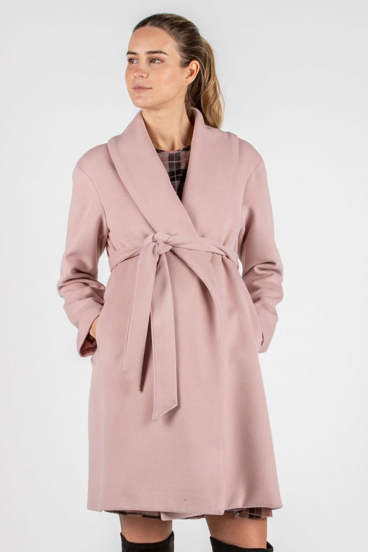 Maternity Coat with Shawl Collar pink