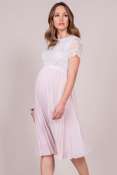 Maternity and Nursing Dress Lace Bodice Pleat