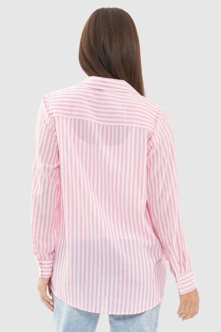 Umstands- und Still-Hemdbluse mit Streifen rosa/weiß