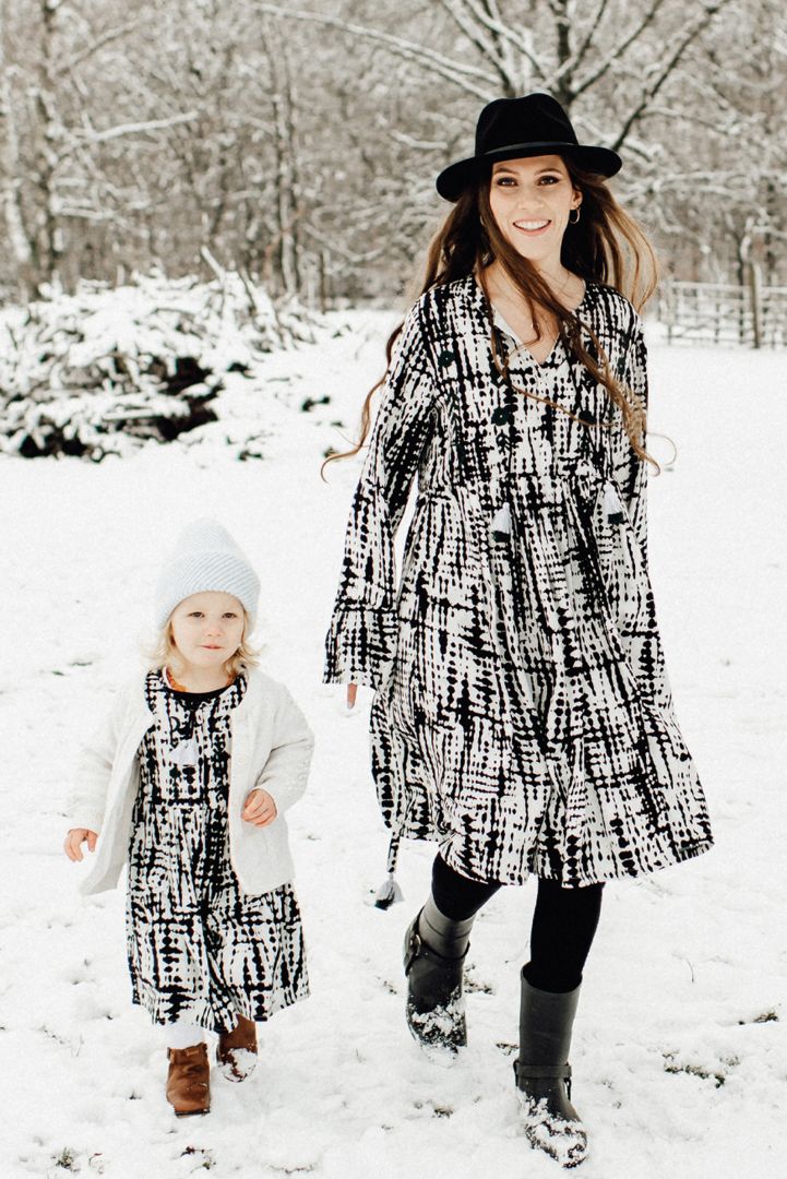 Maternity and Nursing Dress with Graphic Print
