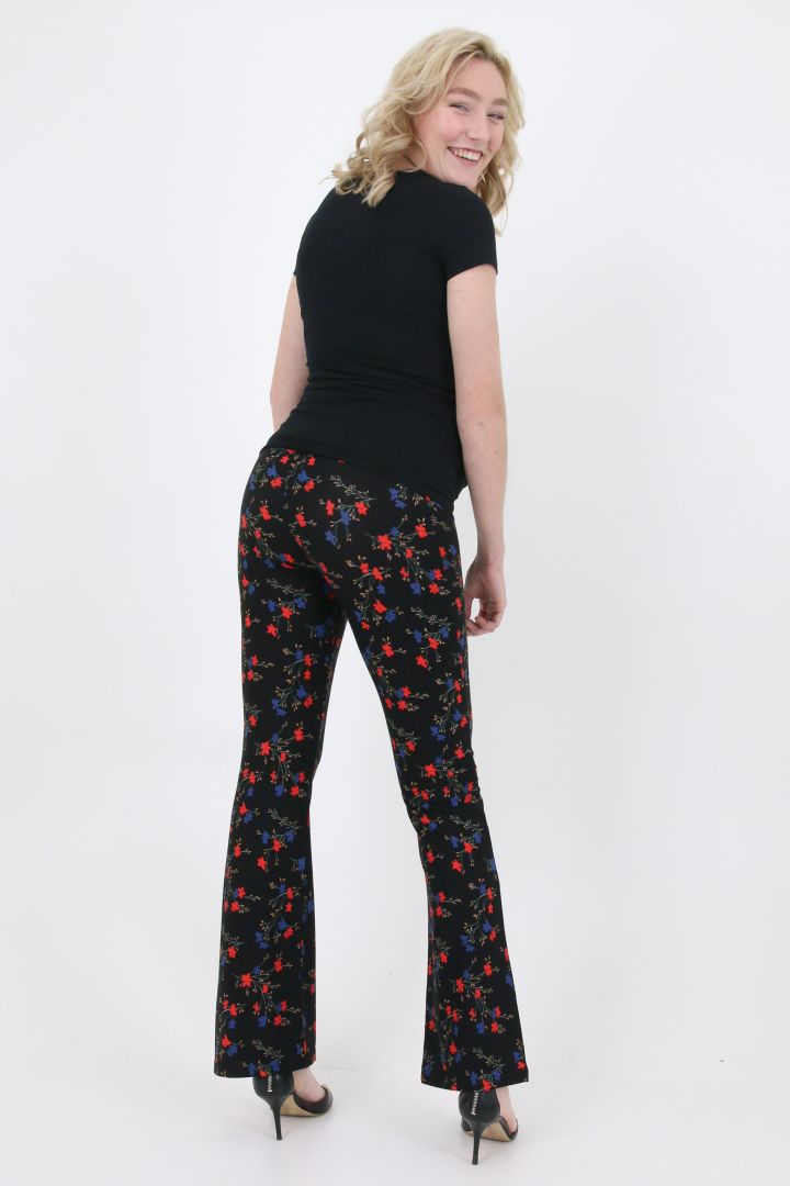Flared Maternity Trousers with Flower Print