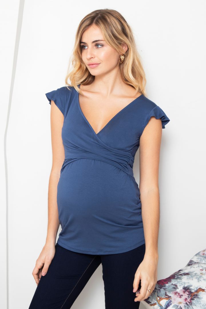 Cross-Over Maternity and Nursing Top blue