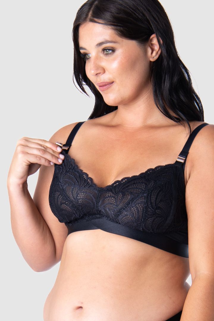 Soft Cup Maternity and Nursing Bra with Lace black