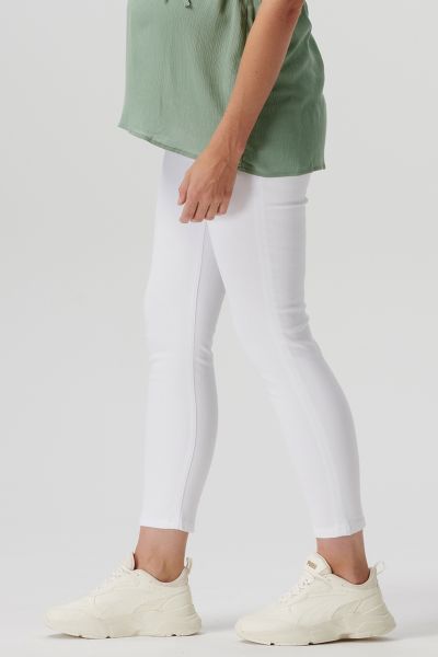 Cropped maternity jeans white